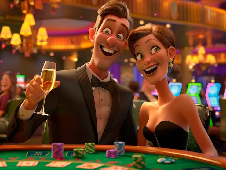 Caishen Wins live-dealer studio with HD broadcast cameras, professional dealers, and baccarat table layout